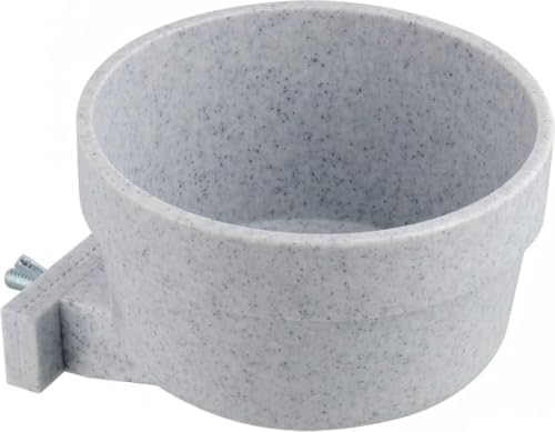 Lixit® Kennel Cage Food or Water Bowl, Non Spill Hanging Removable Dog Crate Bowls, Carrier Water-Food Bowl for Dogs or Cats, Attaches to Cages for Feeding and Drinking, Gray, 20 Oz (Pack of 6)