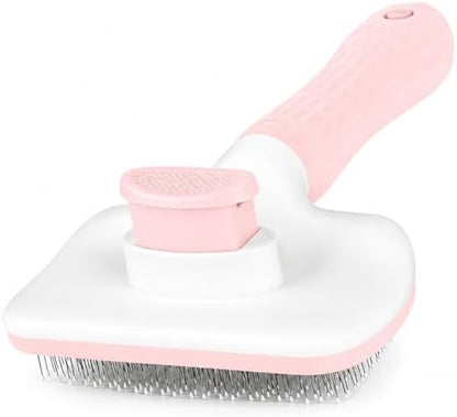 Self-Cleaning Slicker Brush, Dog Cat Bunny Pet Grooming Shedding Brush, Easy to Remove Loose Undercoat, Pet Massaging Tool Suitable for Pets with Long or Short Hair (Baby Pink)