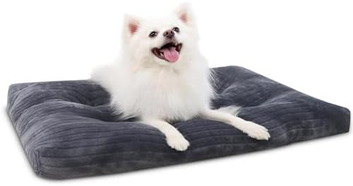 KSIIA Washable Dog Crate Bed Kennel Mat for Small Dogs,23 x 18 Inch, Gray