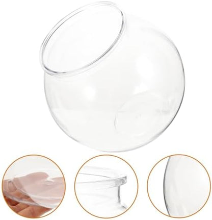 balacoo Transparent Plastic Fish Tank Small Round Aquarium Bowl Household Goldfish Tank for Desktop Home Office and Plant Display 7.08 X 7.08 X 6.29 in Easy to Clean