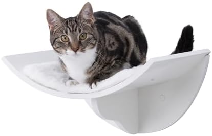Trixie Lorena Cat Wall Mount Furniture - Elevated Cat Bed with Removable Pad, Raised Climbing Bed - White