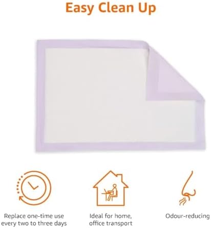 Amazon Basics Cat Litter Pee Pads, Odor Control with Fresh Scent, Super Absorbent, Disposable, Universal Fit Litter Box, Purple and White, 40 Count