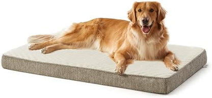 JOEJOY Orthopedic Dog Bed for Extra Large Dogs, Washable Dog Crate Bed Large Sized with Removable Cover, Egg Memory Foam Big Pet Beds, Beige, 47"x29"