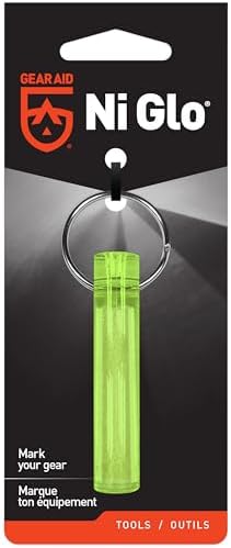 GEAR AID Ni Glo 2” UV Rechargeable Glowing Keychain – Multi-Purpose Glow-in-the-Dark Accessory for Camping
