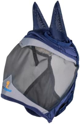 Shires FlyGuard Pro Fine Mesh Fly Mask with UV Protection Navy/Extra Extra Full/Ears