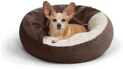 Best Friends by Sheri Cozy Cuddler Ilan Covered Cat and Dog Bed with Attached Blanket, Dark Brown, 24"x24"