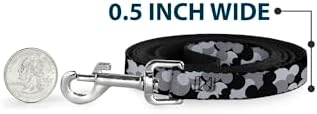 Buckle-Down Dog Leash Mickey Mouse Head Stacked Black Grays Available In Different Lengths And Widths For Small Medium Large Dogs and Cats, 4 Feet Long - 1" Wide
