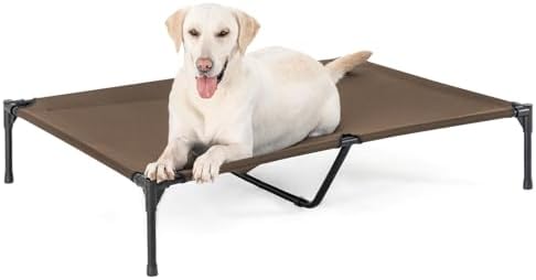 Garnpet XL Elevated Dog Bed for Large Dogs, Extra Raised Dog Cot Beds, Heavy Duty Pet Cots with Durable Supportive Teslin Recyclable Mesh, Indoor & Outdoor Pet Bed
