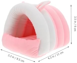 Hamster Warm Nest Cotton Bed House Small Pet Hideout Soft Warm Cave for Guinea Pigs Rabbits and Hedgehogs (Pink, S)
