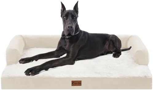 Orthopedic Washable Dog Bed for Extra Large Dogs, 53x42in, Beige