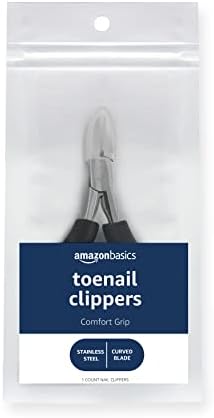 Amazon Basics Toenail Clippers for Thick Nails with Comfort Grip, Easy to Use Nail Care Tool, Black