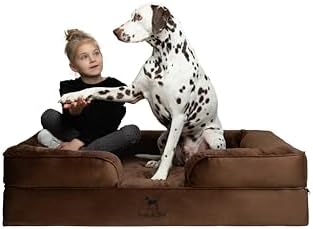 NOAH & PAW XL Dog Bed, 45x35x11 Inch, Orthopedic Large Dog Beds, Eggshell Memory Foam Infused with Cooling Gel, Inner Cover, Water Resistant, Machine Washable (Velvet Sofa Collection)