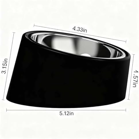 15° Tilted Dog Bowl for Small Dogs Flat-Faced Breeds - Anti-Choke Ergonomic Elevated Feeder Non-Slip Base - 2-in-1 Detachable Stainless Steel Food & Water Bowls - Classic Black Sleek Style (S, Black)