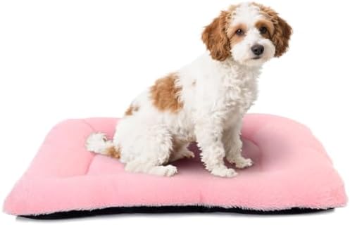 Pink Dog Bed for Crate or Cage 22 Inch for Extra Small Dogs,Soft Fluffy Comfy Cute Crate Beds Washable & Anti-Slip Pet Kennel Pad for Puppy and Cats Cozy Sleeping Mat, (22" x 13", XS-Baby)