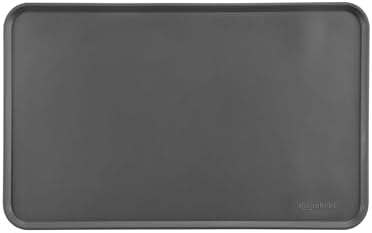 Amazon Basics Waterproof Non-Slip Silicone Pet Feeding Mat with Raised Edges, Prevents Spills, Easy to Clean, Protects Floors for Cat & Dog Food and Water Bowls, 18.5 x 11.5 Inches, Gray