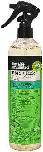 Pet Life Unlimited Flea & Tick Spray for Home, 16 oz, Plant-Based Indoor Prevention and Treatment for Dogs, Kill & Repel Fleas, Ticks & Eggs, Protect Carpet, Furniture & Bedding, (Pack of 6)