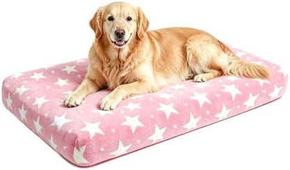 Orthopedic Dog Bed for Large Dogs with Removable Washable Cover(Pink Star, 35.0" L x 23.0" W x 3.2" Th)
