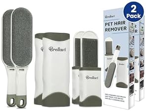 Lint Hair Remover for Clothes: Reusable Dogs Cats Fur Removal Brush for Clothes Furniture Couch Carpet Bed Car Seat - Home Travel Use (2-Pack Dove Gray)