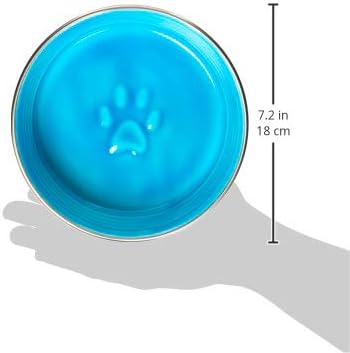 Loving Pets - Le BOL Dog Food Water Bowl Enamel Ceramic Bowl No Tip Stainless Steel Pet Bowl No Skid Spill Proof (Medium, Seine Blue)
