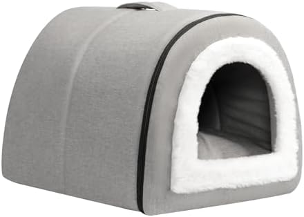 Hollypet Cat Bed Cave for Indoor Cats for Pets up to 20 lbs, Gray
