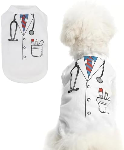 BINGPET Dog Doctor Costume, Soft Cotton Puppy T-Shirt, Halloween Outfit