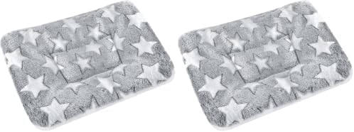 Small Animal Bed Mat, Soft & Warm, Suitable for Guinea Pig, Hamster, Rabbit, Rat and Bearded Dragon (X-Large(13.3''x9.4''), Star Grey) (Pack of 2)