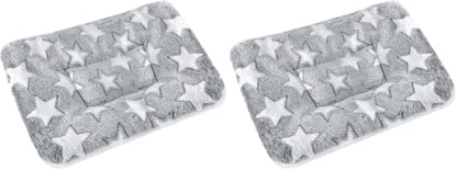 Small Animal Bed Mat, Soft & Warm, Suitable for Guinea Pig, Hamster, Rabbit, Rat and Bearded Dragon (X-Large(13.3''x9.4''), Star Grey) (Pack of 2)
