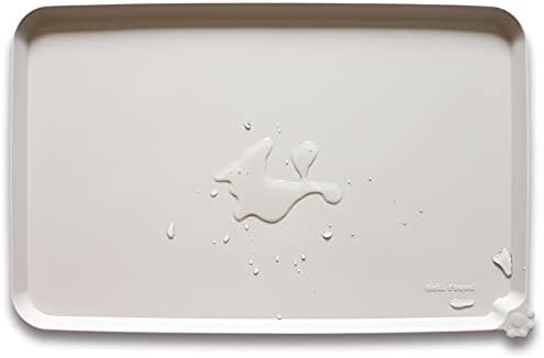 Hoki Found L Silicone Pet Food Mats - Non Slip Cat & Dog Bowl Mats - Waterproof & Carpet Safe - Cream Brown