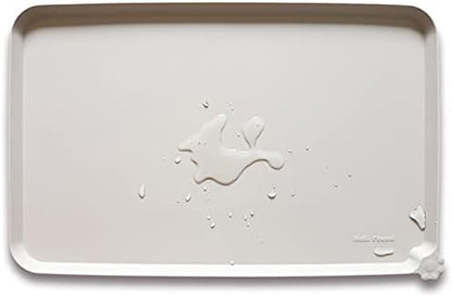 Hoki Found L Silicone Pet Food Mats - Non Slip Cat & Dog Bowl Mats - Waterproof & Carpet Safe - Cream Brown