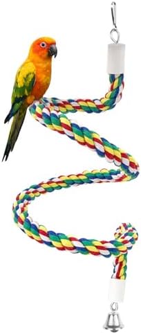 40" Bendable Cotton Bird Rope Perch Swing Set, Colorful Cage Accessories for Parrots Conures Cockatiels Lovebirds Budgerigars Parakeets