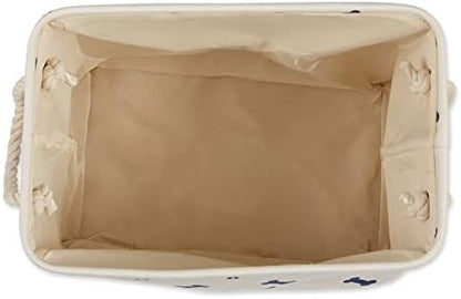 Bone Dry Pet Storage Collection Paw and Bone Print, Small Rectangle, 14x8x9", Nautical Blue