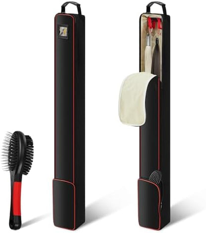 Dansydaisy Fake Horse Tail Bag with Double Sided Comb Brush, Red Black
