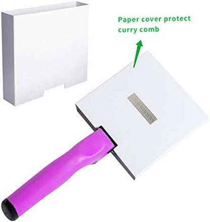 BOTH WINNERS Reversible Stainless Steel Curry Comb with Soft Touch Grip (Pink)
