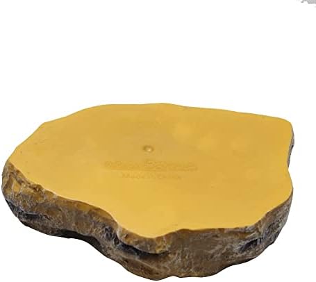 Reptile Water Dish, Resin Rock Food Feeder Bowl, M, Yellow