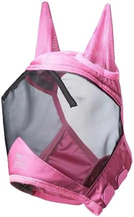 Harrison Howard CareMaster Pro Luminous Horse Fly Mask Large Eye Space Standard with Ears UV Protection for Horse Light Pink M Cob