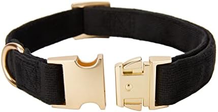 Soft Corduroy Fibric Dog Collar with High Grade Metal Buckle, for Small Dogs(Black,Small:10-15")