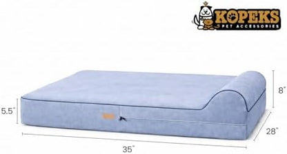5.5 Inch Thick High Grade Orthopedic Memory Foam Dog Bed With Pillow and Easy to Wash Removable Cover with Anti-Slip Bottom. Free Waterproof Liner Included - for Medium and Large Breed Dogs - Grey