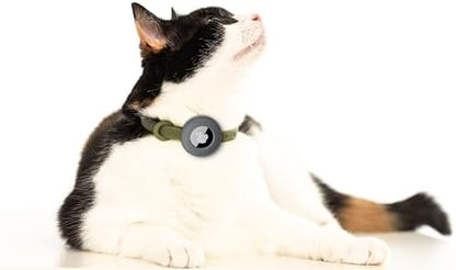 Airtag Silicone Cat Collar - Soft, Comfortable, and Lightweight Breakaway Collar with Air Tag GPS Tracker Holder for Outdoor Cats and Sensitive Skin Kittens by Nuvuq (6 ⅞" to 10 ¼", Green)