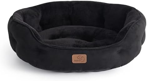 Bedsure Small Dog Bed Washable,Round Cat Beds for Indoor Cats,20in Black