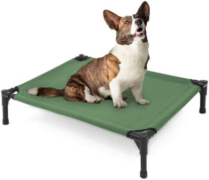 Garnpet Elevated Dog Bed for Small Dogs, Raised Dog Cot Beds Fits Up to 150 LBs, Heavy Duty Pet Cots with Durable Supportive Teslin Recyclable Washable Mesh, Indoor & Outdoor Dog Bed, Green