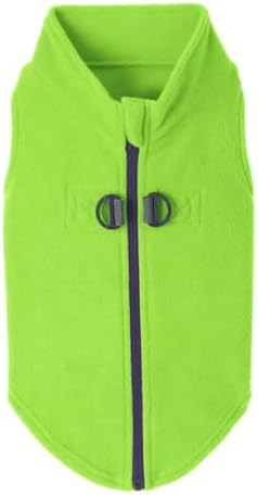 Gooby Zip-Up Fleece Dog Sweater, Lime, X-Large