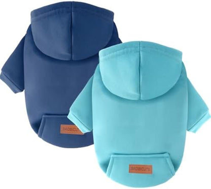2 Pack Dog Hoodie Warm Hood Dog Sweater Cold Weather Small Dogs Sweatshirt Comfort Pet Clothes for Small Medium Dogs with Pockets Cats Chihuahua Clothes for Male Female Girl Boy Sporty Daily Wear