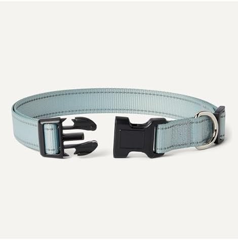 Amazon Basics Reflective Polyester Pet Collar for Dogs, Adjustable, Extra Large, Quick-Release Buckle for Easy On/Off, Durable Fast-Drying, High Visibility, Black
