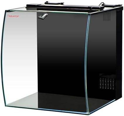 Aquatop 8.6 Gallon Bow Front Glass Aquarium Kit with Filter and LED Lighting - All in One Desktop Fish Tank, Ideal for Freshwater and Saltwater, BFK-08