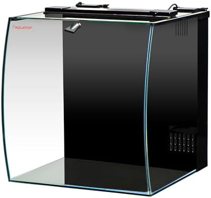 Aquatop 8.6 Gallon Bow Front Glass Aquarium Kit with Filter and LED Lighting - All in One Desktop Fish Tank, Ideal for Freshwater and Saltwater, BFK-08