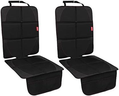 MORROLS Car Seat Protector, 2 Pack Carseat Protector with Thick Padding, Baby/Pets for Child Car Seat-Mesh Pockets-Waterproof-Universal Size(Black)