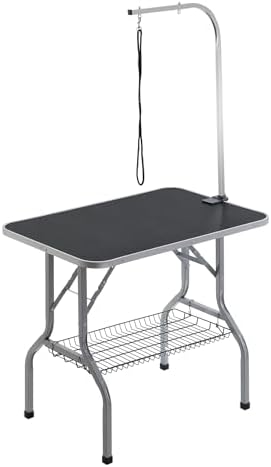 VEVOR Pet Grooming Table Arm with Clamp, 36''x24'' Dog Grooming Station, Foldable Pets Grooming Stand for Medium and Small Dogs, Free No Sit Haunch Holder with Grooming Loop, Bearing 330lbs