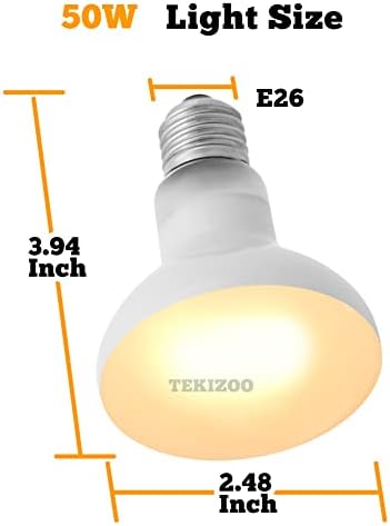 Heat Lamp Bulbs Reptile Basking Light Spot Daylight for Bearded Dragon,Lizard,Tortoise,Amphibian 50W (2 Pack)