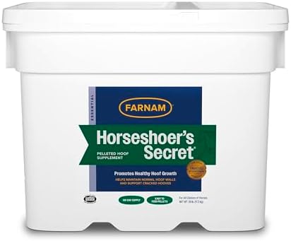 Farnam Horseshoer's Secret Pelleted Hoof & Biotin Supplements, Nutrient-Rich Formula with Amino & Fatty Acids, Omega-3 Minerals, Promotes Hoof Growth & Supports Cracked Hooves, 38 lb, 100-Day Supply