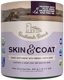 Badlands Ranch Skin & Coat Supplement for Dogs, Omega-3, 30 Scoops